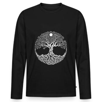 Mythischer Yggdrasil der Weltenbaum - Männer Premium Bio Langarmshirt - Schwarz - Vorne - Nico (187cm)
