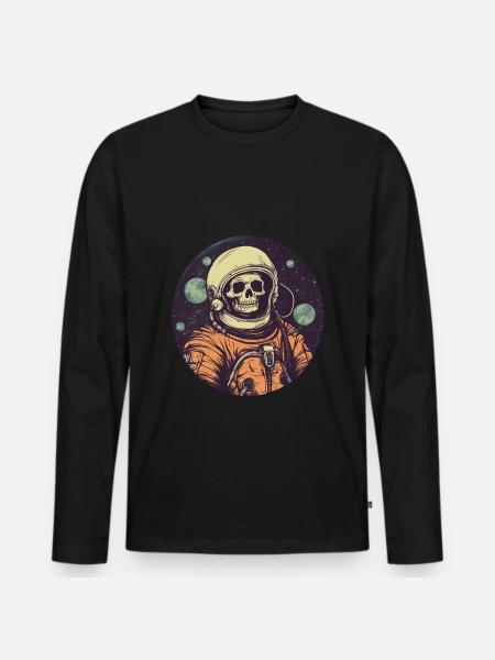 Creepy skeleton as an astronaut - Men's Premium Organic Long Sleeve Shirt - black