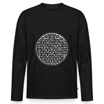 Fleur de Vie - Blume des Lebens Ink Sketch - T-shirt manches longues Premium bio Homme - noir - Devant - Nico (187cm)