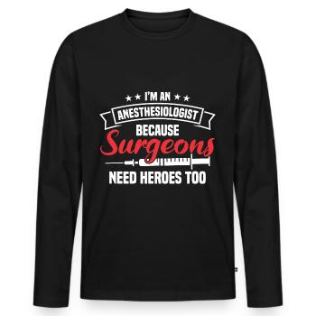 Anesthesie Technicien en anesthésie Anesthésiste Anesthésiste - T-shirt manches longues Premium bio Homme - noir - Devant - Nico (187cm)