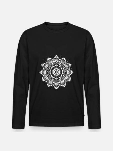 Yogi, Prana Mandala in white - Men's Premium Organic Long Sleeve Shirt - black
