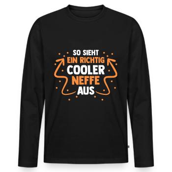 Cooler Neffe - Männer Premium Bio Langarmshirt - Schwarz - Vorne - Nico (187cm)