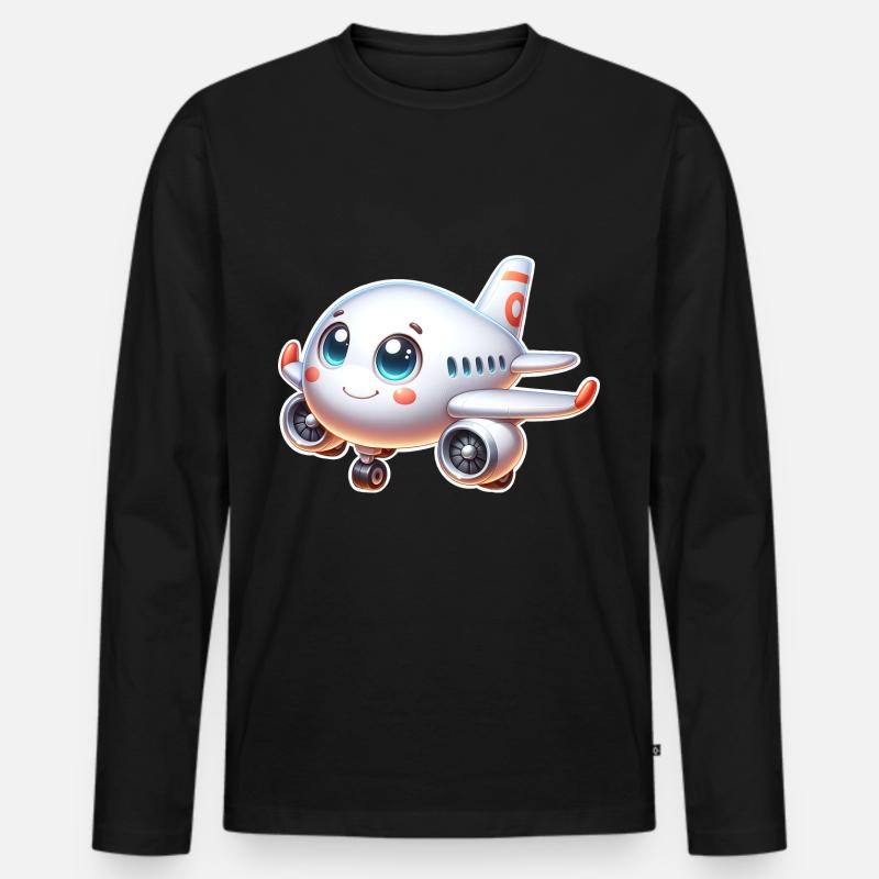 Flugzeug - Männer Premium Bio Langarmshirt - Schwarz