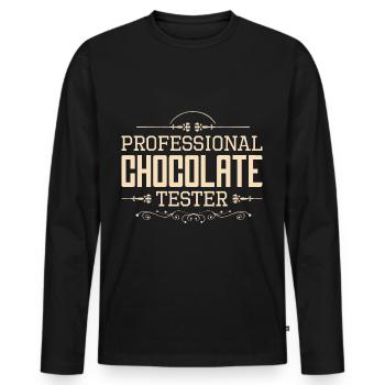 Chocolat Chocolat Chocolat Barre de chocolat Cuisson - T-shirt manches longues Premium bio Homme - noir - Devant - Nico (187cm)