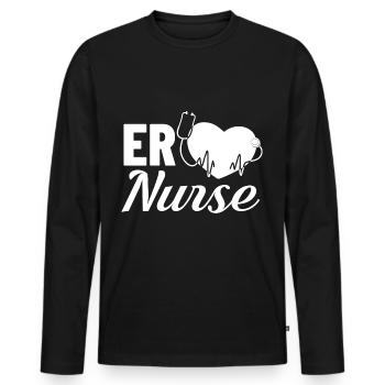 Infirmière d’urgence Premiers soins - T-shirt manches longues Premium bio Homme - noir - Devant - Nico (187cm)