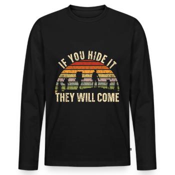 If you hide it, they will come geocachers - Men's Premium Organic Long Sleeve Shirt - black - Front - Nico (187cm)