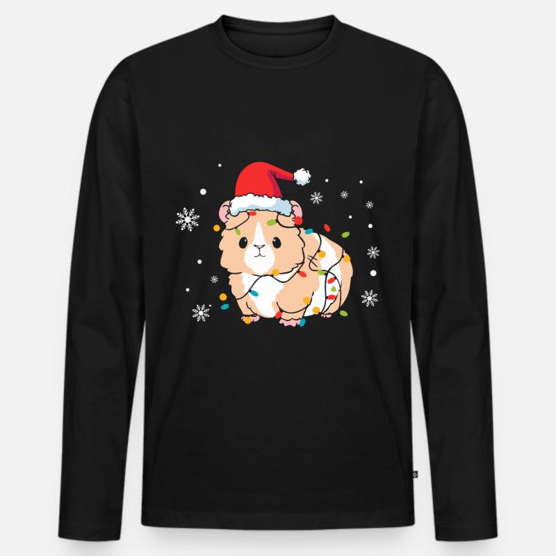 Hamster Weihnachten - Männer Premium Bio Langarmshirt - Schwarz