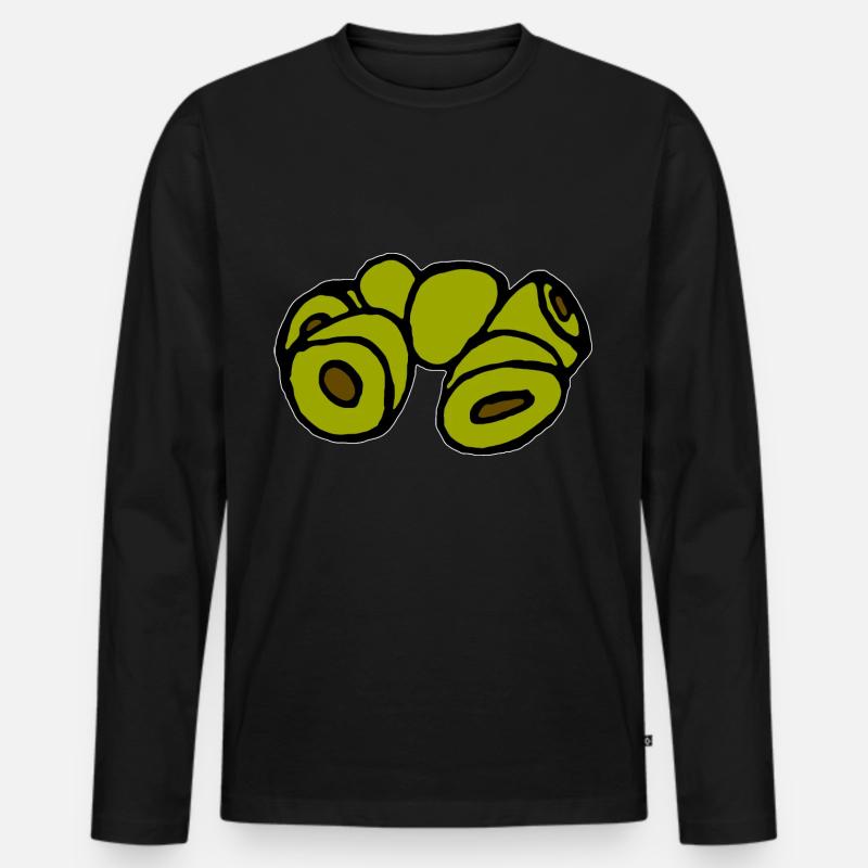 Oliven - Männer Premium Bio Langarmshirt - Schwarz