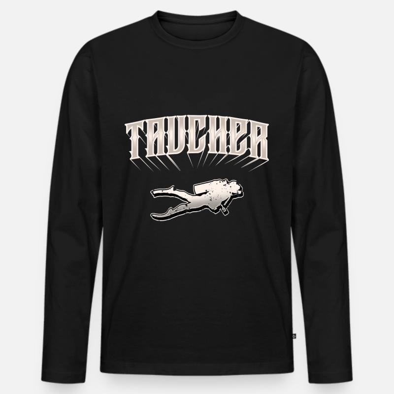 Taucher Tauchen - Männer Premium Bio Langarmshirt - Schwarz