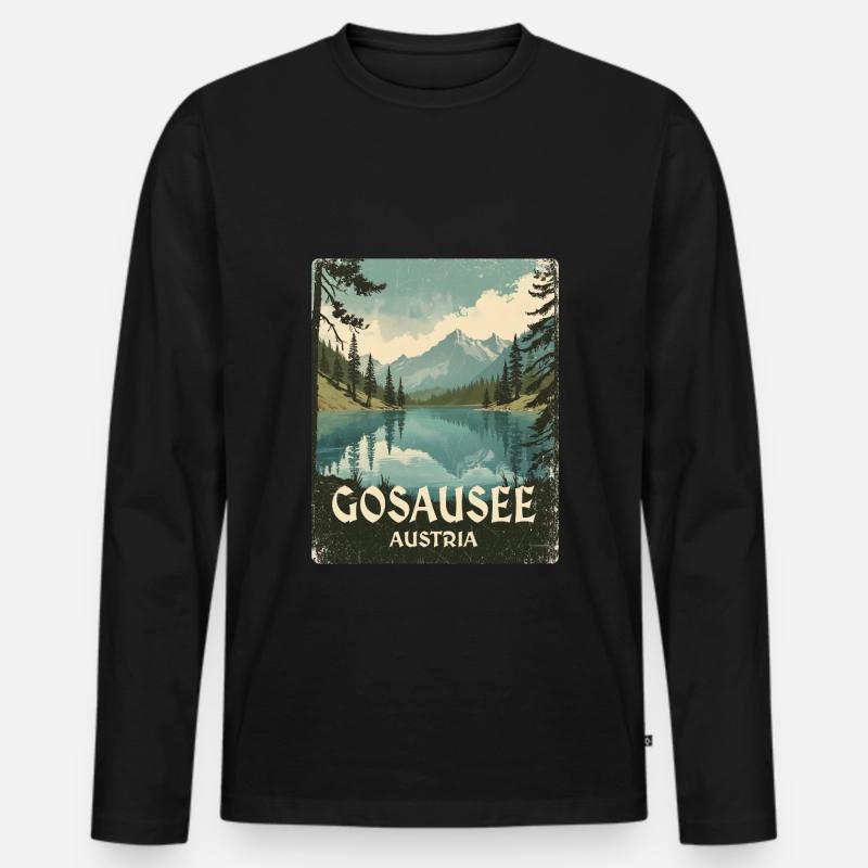 Gosausee - Männer Premium Bio Langarmshirt - Schwarz