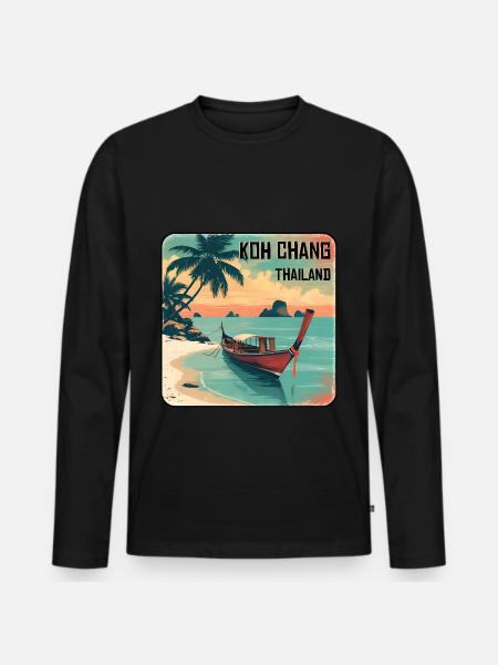 Koh Chang - Männer Premium Bio Langarmshirt - Schwarz