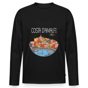 Amalfi Küste Italien - Männer Premium Bio Langarmshirt - Schwarz - Vorne - Nico (187cm)