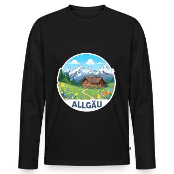 Allgäu Alpen - Männer Premium Bio Langarmshirt - Schwarz - Vorne - Nico (187cm)