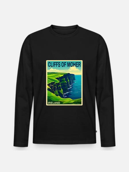 falaises de moher Irlande - T-shirt manches longues Premium bio Homme - noir