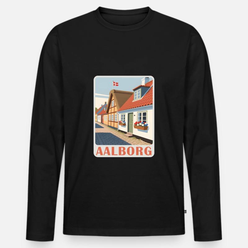 Aalborg Dänemark - Männer Premium Bio Langarmshirt - Schwarz