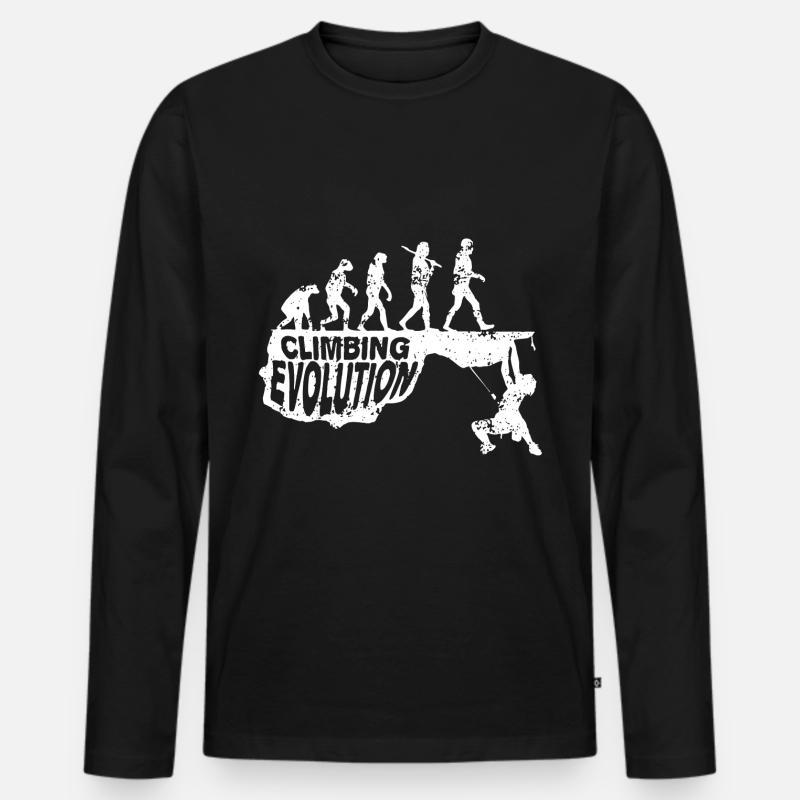 Kletternde Evolution - Männer Premium Bio Langarmshirt - Schwarz