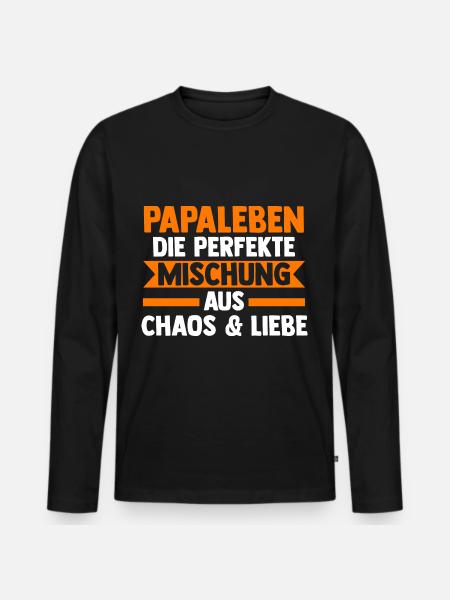 Vater Papi Papa - Männer Premium Bio Langarmshirt - Schwarz