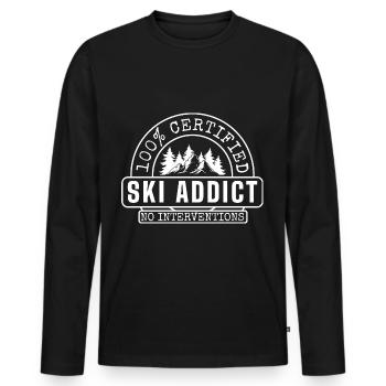 Skiing Winter Holiday Snow Ski Slope - Men's Premium Organic Long Sleeve Shirt - black - Front - Nico (187cm)