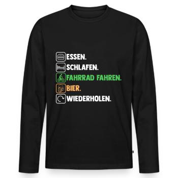 Bier Fahrradfahrer Rad Fahrrad - Männer Premium Bio Langarmshirt - Schwarz - Vorne - Nico (187cm)