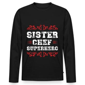 Sister Superhero - Men's Premium Organic Long Sleeve Shirt - black - Front - Nico (187cm)