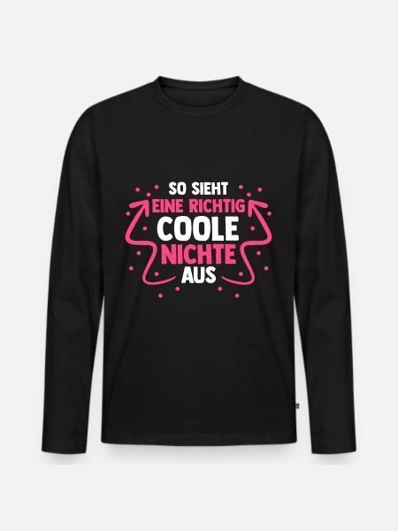Coole Nichte - Männer Premium Bio Langarmshirt - Schwarz