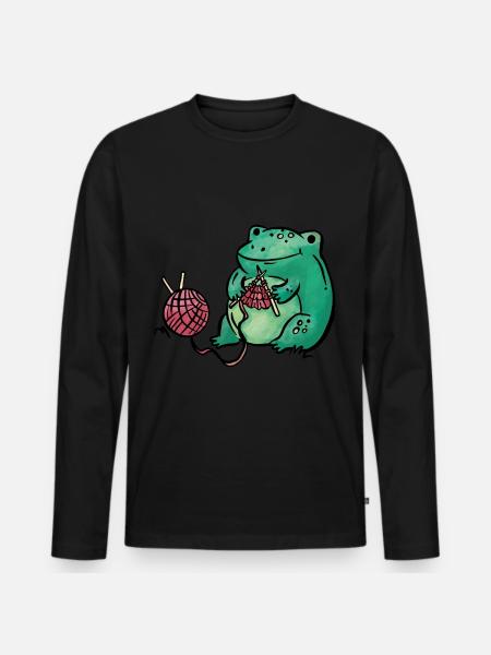Frog Knitting Handmade - Men's Premium Organic Long Sleeve Shirt - black