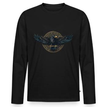 Le corbeau d’Odin Viking Valhalla Mythologie viking - T-shirt manches longues Premium bio Homme - noir - Devant - Nico (187cm)