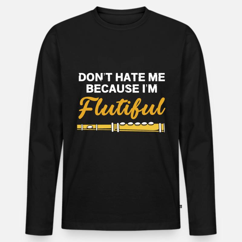 Flöte - Männer Premium Bio Langarmshirt - Schwarz