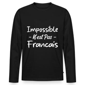Rien n’est impossible. - T-shirt manches longues Premium bio Homme - noir - Devant - Nico (187cm)