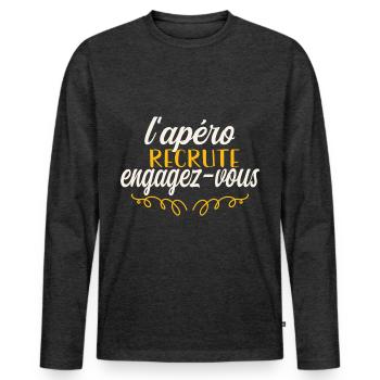 apéro recrute engagez vous - T-shirt manches longues Premium bio Homme - anthracite chiné - Devant - Nico (187cm)