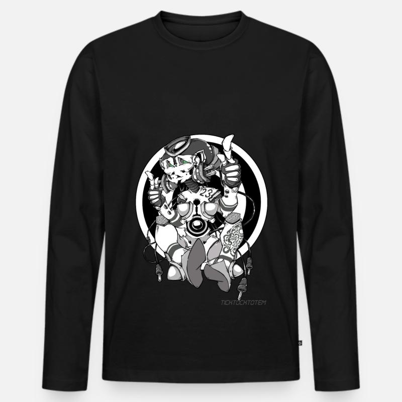 Cyborg 23 - Männer Premium Bio Langarmshirt - Schwarz