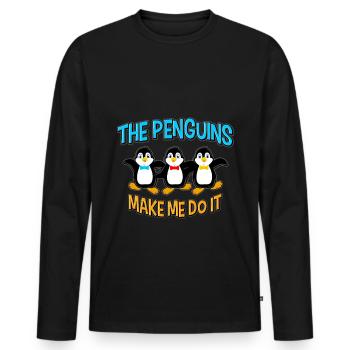 Comic Kawaii avec un oiseau marin drôle - T-shirt manches longues Premium bio Homme - noir - Devant - Nico (187cm)
