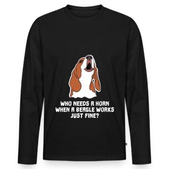 Drôle Beagle Idée Cadeau Beagle Lovers Alarm Horn - T-shirt manches longues Premium bio Homme - noir - Devant - Nico (187cm)