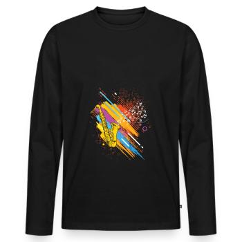 Saxophone Player Saxophonist Saxophone Art Gift - Men's Premium Organic Long Sleeve Shirt - black - Front - Nico (187cm)