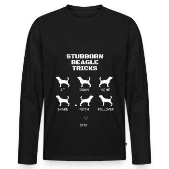 Funny Beagle Gift for Beagle Lovers Stubborn Trick - Men's Premium Organic Long Sleeve Shirt - black - Front - Nico (187cm)