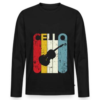 Cellist Gift Idea Cello Player Retro Cello 70s 80s - Men's Premium Organic Long Sleeve Shirt - black - Front - Nico (187cm)