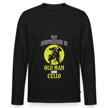 Cello The Old Man Cellist Gift Idea Cello Player - Men's Premium Organic Long Sleeve Shirt - black - Front - Nico (187cm)