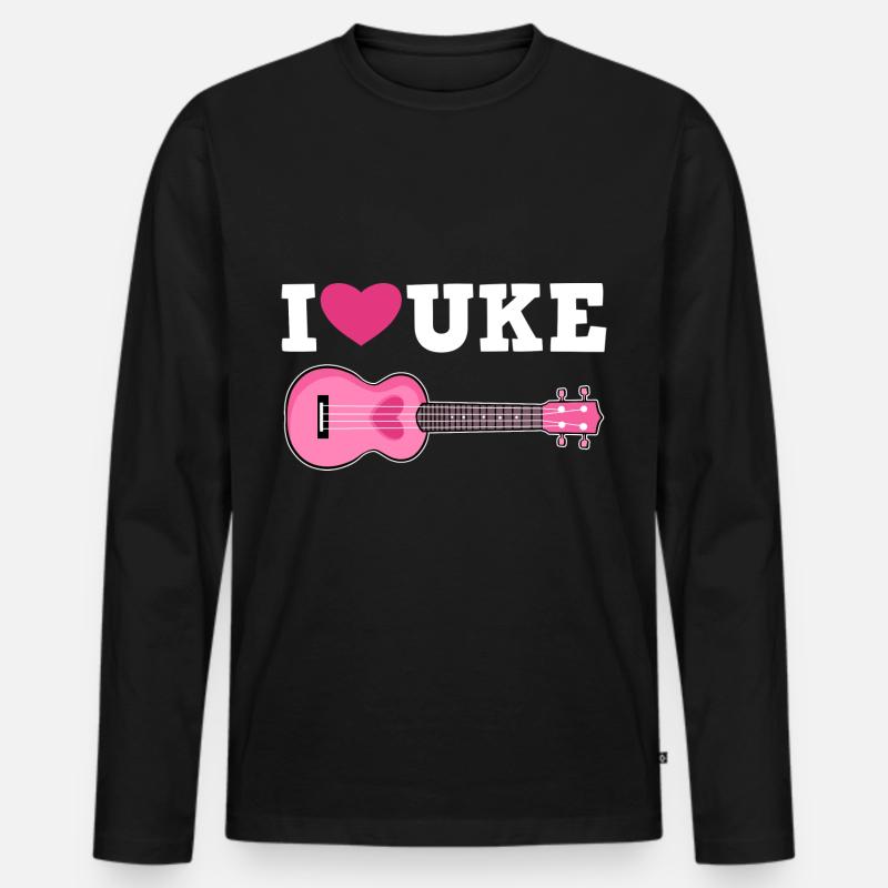 Ukulele Ich Liebe - Männer Premium Bio Langarmshirt - Schwarz