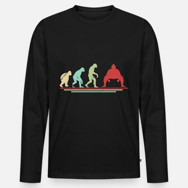 Sumo-Evolution - Männer Premium Bio Langarmshirt - Schwarz