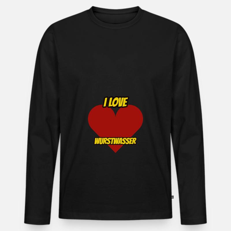 I Love Wurstwasser!! - Männer Premium Bio Langarmshirt - Schwarz
