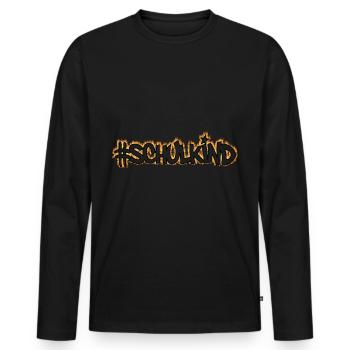 #schulkind brennt für die Schule - Männer Premium Bio Langarmshirt - Schwarz - Vorne - Nico (187cm)
