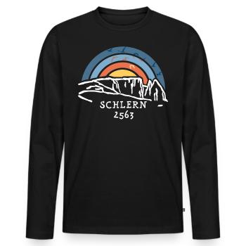 Sciliar Schlern Dolomiten Italien Wandern Südtirol - Männer Premium Bio Langarmshirt - Schwarz - Vorne - Nico (187cm)