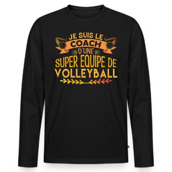 Cadeau coach Volleyball coach | Coach Volleyball - T-shirt manches longues Premium bio Homme - noir - Devant - Nico (187cm)