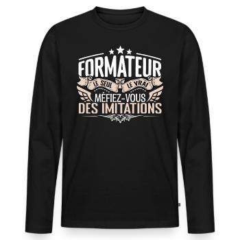 Formateur le seul Formateur le vrai Formateur - T-shirt manches longues Premium bio Homme - noir - Devant - Nico (187cm)