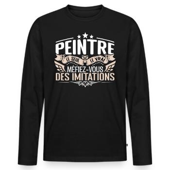 Peintre le seul Peintre le vrai Peintre - T-shirt manches longues Premium bio Homme - noir - Devant - Nico (187cm)