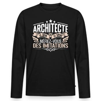 Architecte le seul Architecte le vrai Architecte - T-shirt manches longues Premium bio Homme - noir - Devant - Nico (187cm)