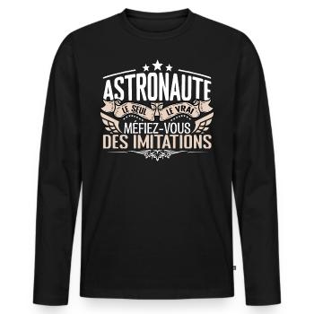 Astronaute le seul Astronaute le vrai Astronaute - T-shirt manches longues Premium bio Homme - noir - Devant - Nico (187cm)