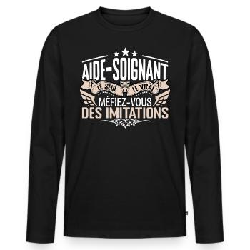 Aide Soignant le seul Aide Soignant le vrai Aide S - T-shirt manches longues Premium bio Homme - noir - Devant - Nico (187cm)