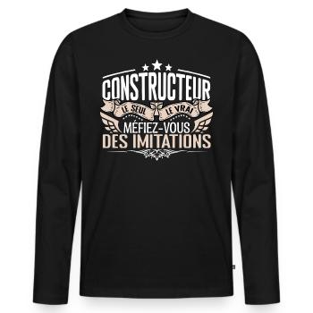 Constructeur le seul Constructeur le vrai Construc - T-shirt manches longues Premium bio Homme - noir - Devant - Nico (187cm)