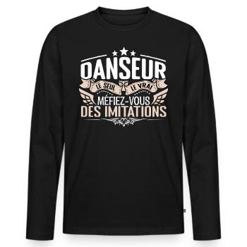 Danseur le seul Danseur le vrai Danseur - T-shirt manches longues Premium bio Homme - noir - Devant - Nico (187cm)